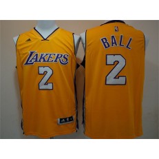 Los Angeles Lakers #2 Lonzo Ball Yellow Swingman Men Jersey