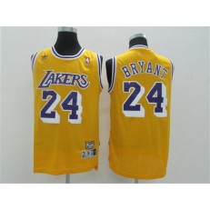 Los Angeles Lakers #24 Kobe Bryant Yellow 1984-85 Hardwood Classics Road Mitchell And Ness Men Jersey