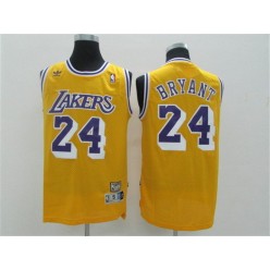 Los Angeles Lakers #24 Kobe Bryant Yellow 1984-85 Hardwood Classics Road Mitchell And Ness Men Jersey