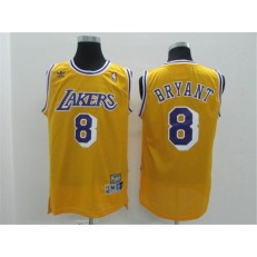 Los Angeles Lakers #8 Kobe Bryant Yellow 1984-85 Hardwood Classics Road Mitchell And Ness Men Jersey