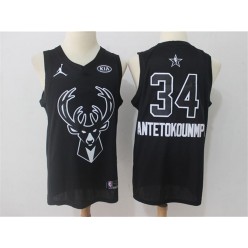Milwaukee Bucks #34 Giannis Antetokounmpo Black NBA Jordan Swingman 2018 All-Star Game Men Jersey
