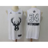 Milwaukee Bucks #34 Giannis Antetokounmpo White NBA Jordan Swingman 2018 All-Star Game Men Jersey