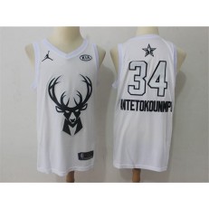 Milwaukee Bucks #34 Giannis Antetokounmpo White NBA Jordan Swingman 2018 All-Star Game Men Jersey