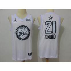 Philadelphia 76ers #21 Joel Embiid White NBA Jordan Swingman 2018 All-Star Game Men Jersey