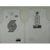 Portland Trail Blazers #0 Damian Lillard White NBA Jordan Swingman 2018 All-Star Game Men Jersey