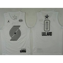 Portland Trail Blazers #0 Damian Lillard White NBA Jordan Swingman 2018 All-Star Game Men Jersey