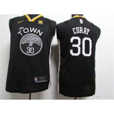 Golden State Warriors #30 Stephen Curry Black The Town Statement Edition Authentic Youth Jersey