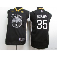 Golden State Warriors #35 Kevin Durant Black The Town Statement Edition Authentic Youth Jersey
