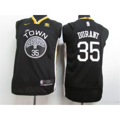 Golden State Warriors #35 Kevin Durant Black The Town Statement Edition Authentic Youth Jersey