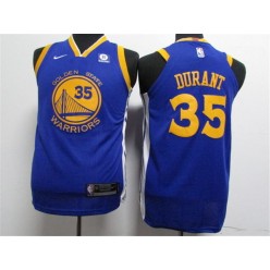 Golden State Warriors #35 Kevin Durant Blue Nike Authentic Youth Jersey