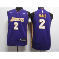 Los Angeles Lakers #2 Lonzo Ball Purple Nike Authentic Youth Jersey
