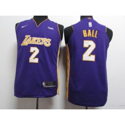 Los Angeles Lakers #2 Lonzo Ball Purple Nike Authentic Youth Jersey