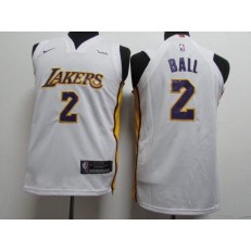 Los Angeles Lakers #2 Lonzo Ball White Nike Authentic Youth Jersey