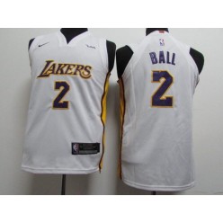 Los Angeles Lakers #2 Lonzo Ball White Nike Authentic Youth Jersey