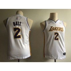 Los Angeles Lakers #2 Lonzo Ball White Nike Swingman Youth Jersey