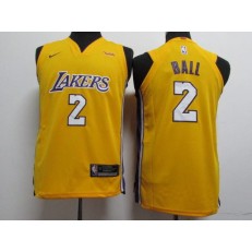Los Angeles Lakers #2 Lonzo Ball Yellow Nike Authentic Youth Jersey