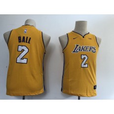 Los Angeles Lakers #2 Lonzo Ball Yellow Nike Swingman Youth Jersey
