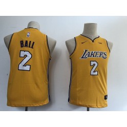Los Angeles Lakers #2 Lonzo Ball Yellow Nike Swingman Youth Jersey