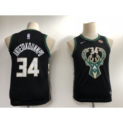 Milwaukee Bucks #34 Giannis Antetokounmpo Black Nike Swingman Youth Jersey