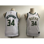 Milwaukee Bucks #34 Giannis Antetokounmpo White Nike Swingman Youth Jersey