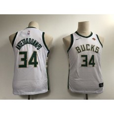 Milwaukee Bucks #34 Giannis Antetokounmpo White Nike Swingman Youth Jersey