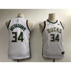 Milwaukee Bucks #34 Giannis Antetokounmpo White Nike Swingman Youth Jersey