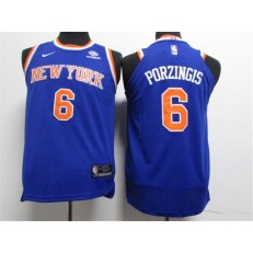New York Knicks #6 Kristaps Porzingis Blue Nike Authentic Youth Jersey