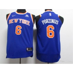 New York Knicks #6 Kristaps Porzingis Blue Nike Authentic Youth Jersey