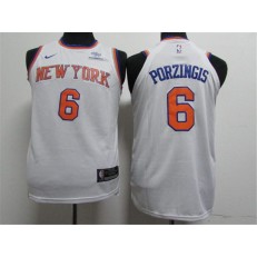 New York Knicks #6 Kristaps Porzingis White Nike Authentic Youth Jersey