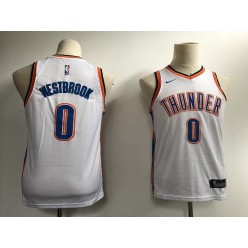 Oklahoma City Thunder #0 Russell Westbrook White Nike Swingman Youth Jersey