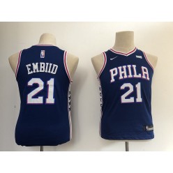 Philadelphia 76ers #21 Joel Embiid Navy Blue Nike Swingman Youth Jersey