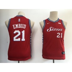 Philadelphia 76ers #21 Joel Embiid Red Nike Swingman Youth Jersey