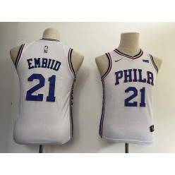 Philadelphia 76ers #21 Joel Embiid White Nike Swingman Youth Jersey