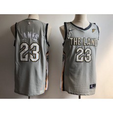 Cleveland Cavaliers #23 LeBron James Gray Nike City Edition Swingman Men Jersey
