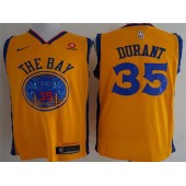 Golden State Warriors #35 Kevin Durant Gold City Edition Swingman Men Jersey