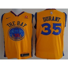 Golden State Warriors #35 Kevin Durant Gold City Edition Swingman Men Jersey