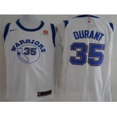 Golden State Warriors #35 Kevin Durant White Nike Throwback Authentic Men Jersey