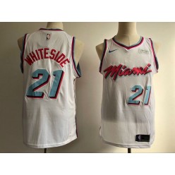 Miami Heat #21 Hassan Whiteside White City Edition Nike Swingman Men Jersey
