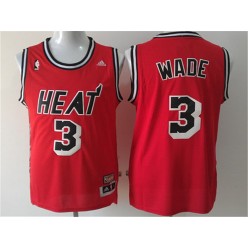 Miami Heat #3 Dwyane Wade Red Hardwood Classics Swingman Men Jersey