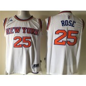 New York Knicks #25 Derrick Rose White Stitched Men Jersey