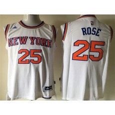 New York Knicks #25 Derrick Rose White Stitched Men Jersey