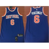 New York Knicks #6 Kristaps Porzingis Blue NBA Swingman Icon Edition Men Jersey