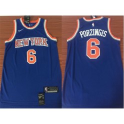 New York Knicks #6 Kristaps Porzingis Blue NBA Swingman Icon Edition Men Jersey
