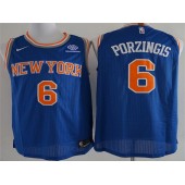 New York Knicks #6 Kristaps Porzingis Blue Nike Authentic Men Jersey