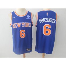 New York Knicks #6 Kristaps Porzingis Blue Nike Swingman Men Jersey