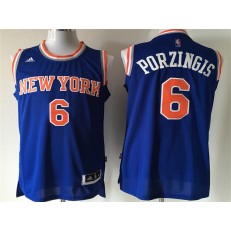 New York Knicks #6 Kristaps Porzingis Blue Stitched Men Jersey