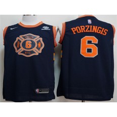 New York Knicks #6 Kristaps Porzingis Navy City Edition Nike Swingman Men Jersey