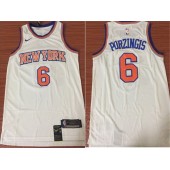 New York Knicks #6 Kristaps Porzingis White NBA Swingman Association Edition Men Jersey