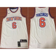 New York Knicks #6 Kristaps Porzingis White NBA Swingman Association Edition Men Jersey