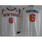 New York Knicks #6 Kristaps Porzingis White Nike Authentic Men Jersey